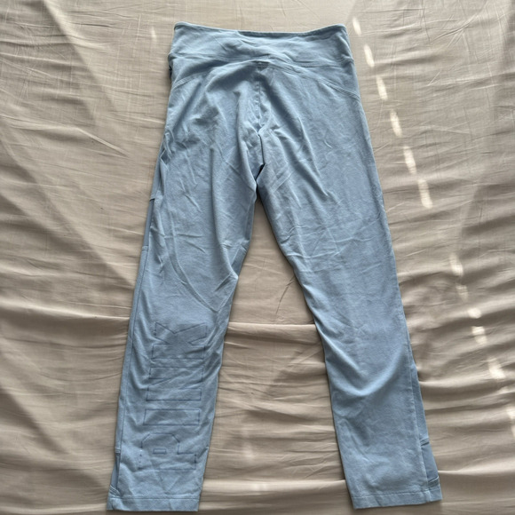 Victoria’s Secret Pink Yoga Ankle Leggings Blue Mesh Size Large Zip Pocket - Picture 11 of 12